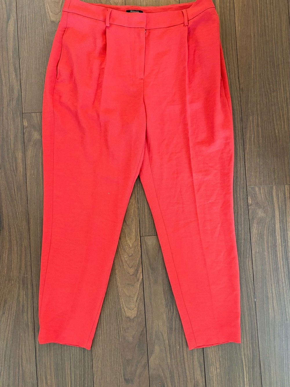 High-Waist Straight Leg Pants - Coral Red